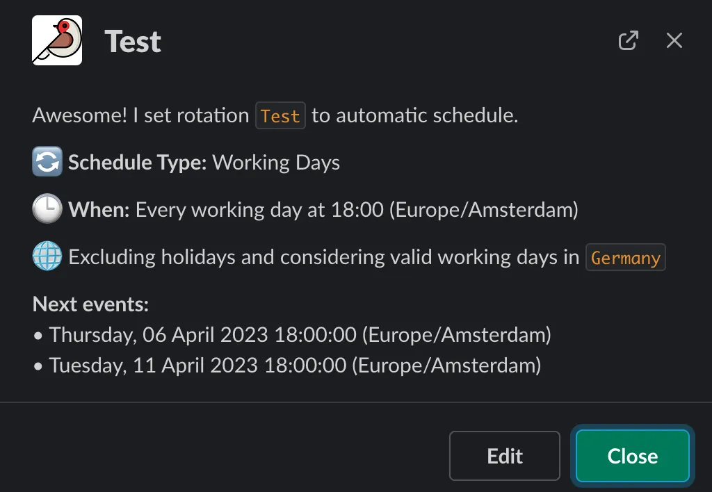 Round Robin’s schedule confirmation skipping German public holidays
